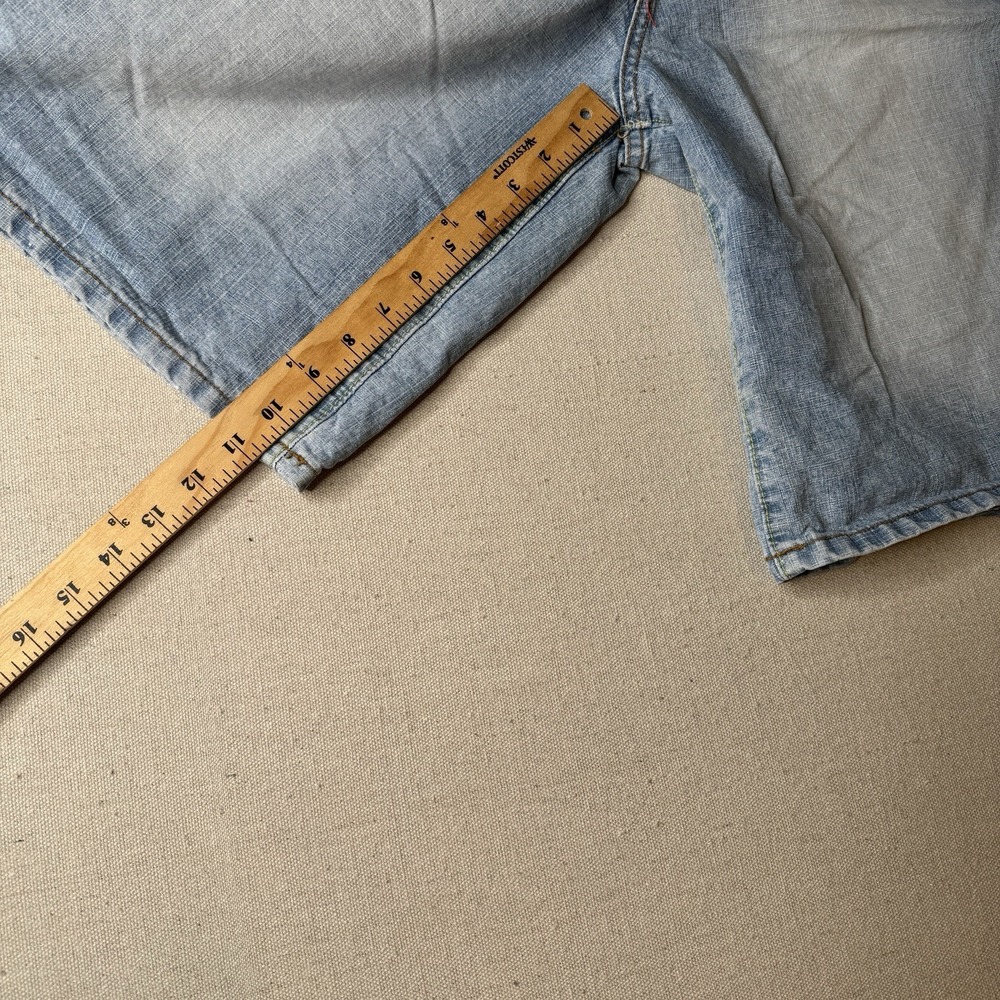 VTG Brooklyn Express Jean Shorts Men 32 Long Baggy Denim Washed Out Fade Y2K - Picture 5 of 7